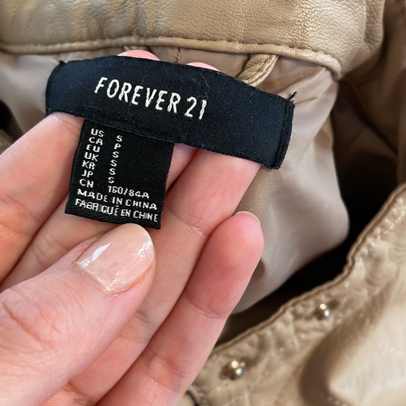 Small Forever 21 Tan Faux-Leather Jacket - Picture 7 of 7